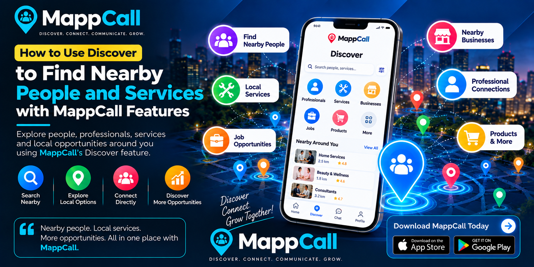 How to Use Discover to Find Nearby People and Services with MappCall Features