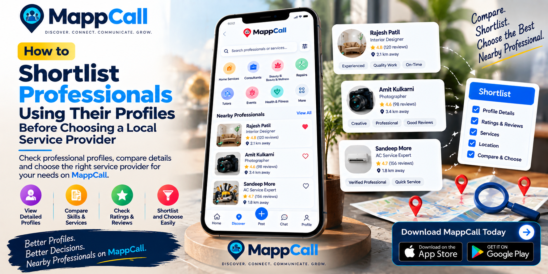 MappCall Professional Profiles: A Smarter Way to Shortlist Nearby Service Providers