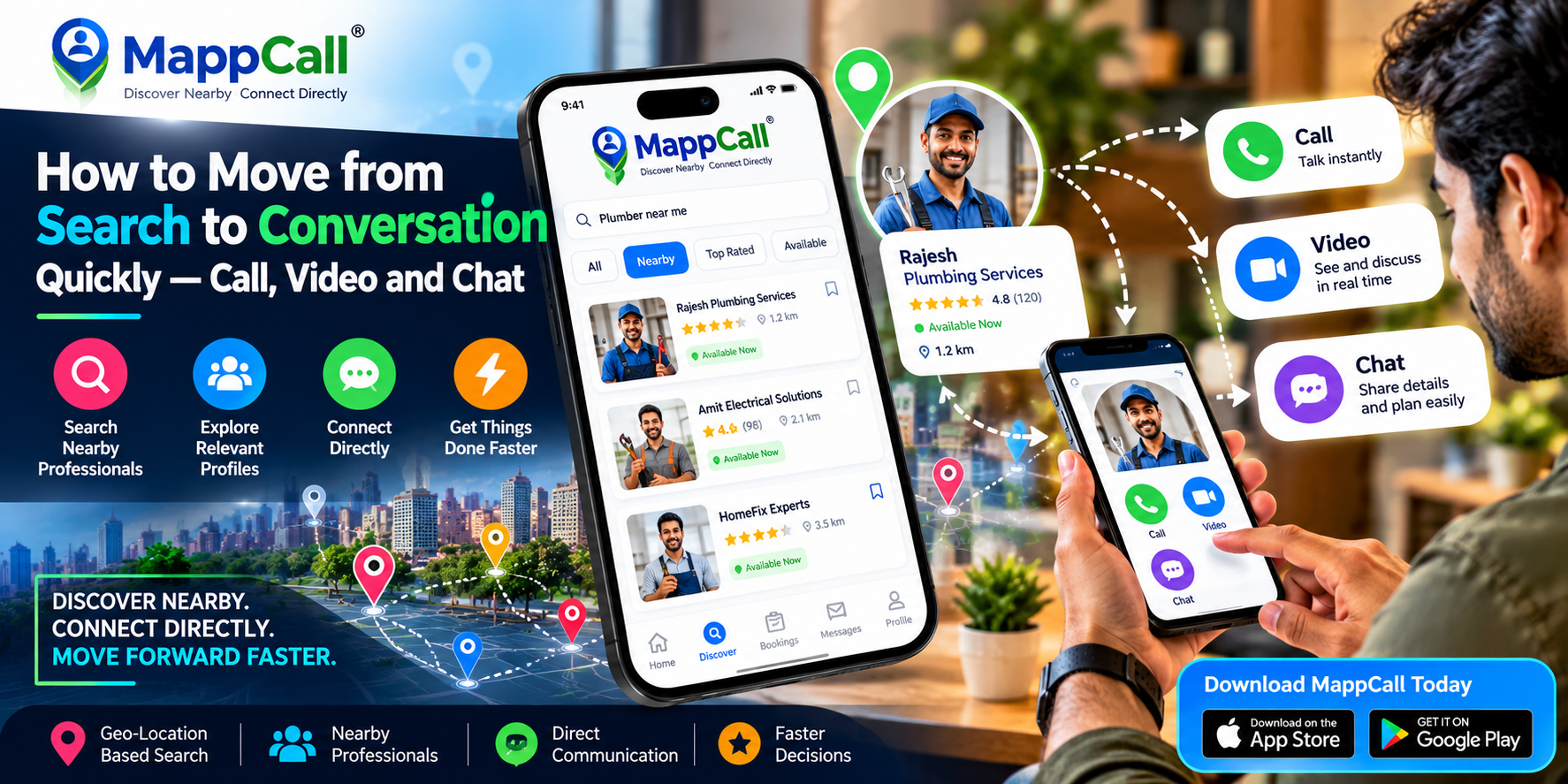 How to Move from Search to Conversation Quickly — Call, Video and Chat